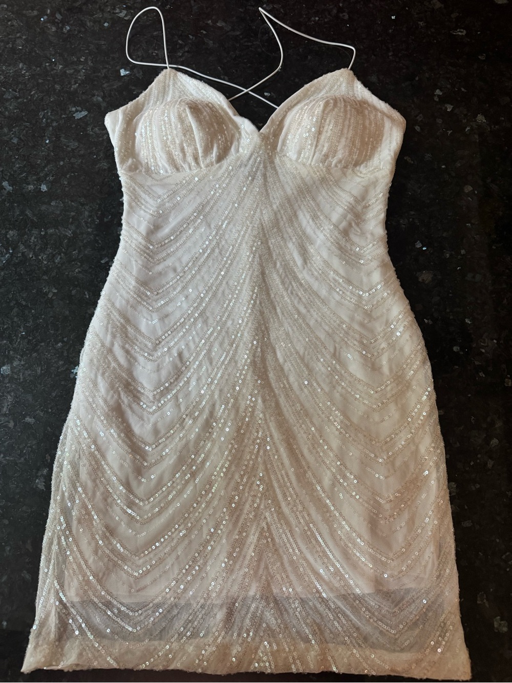 Windsor Ivory Sequin Strapless Cocktail Dress